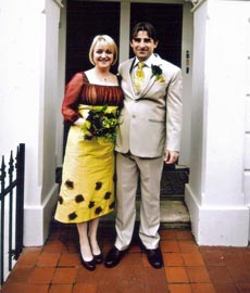 cute, yellow and orange summer wedding dress